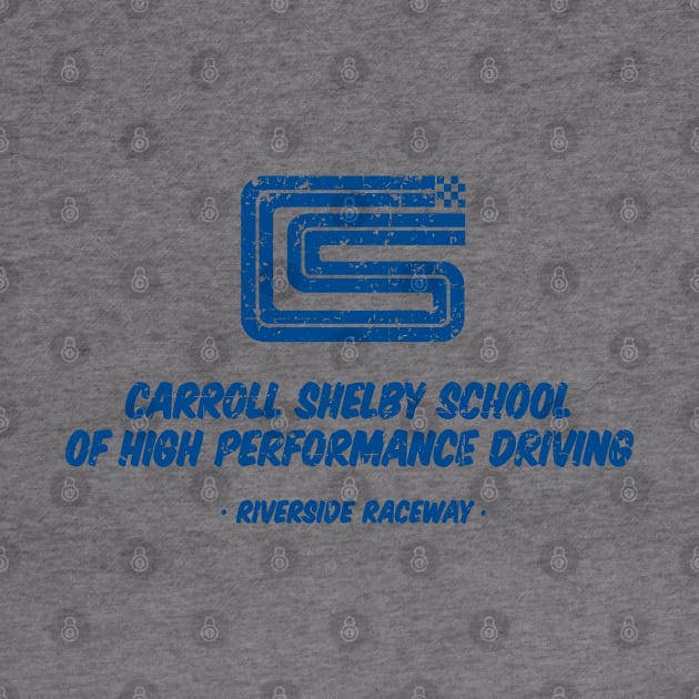 1962 Carroll Shelby School of High Performance Driving  - blue distressed print by retropetrol